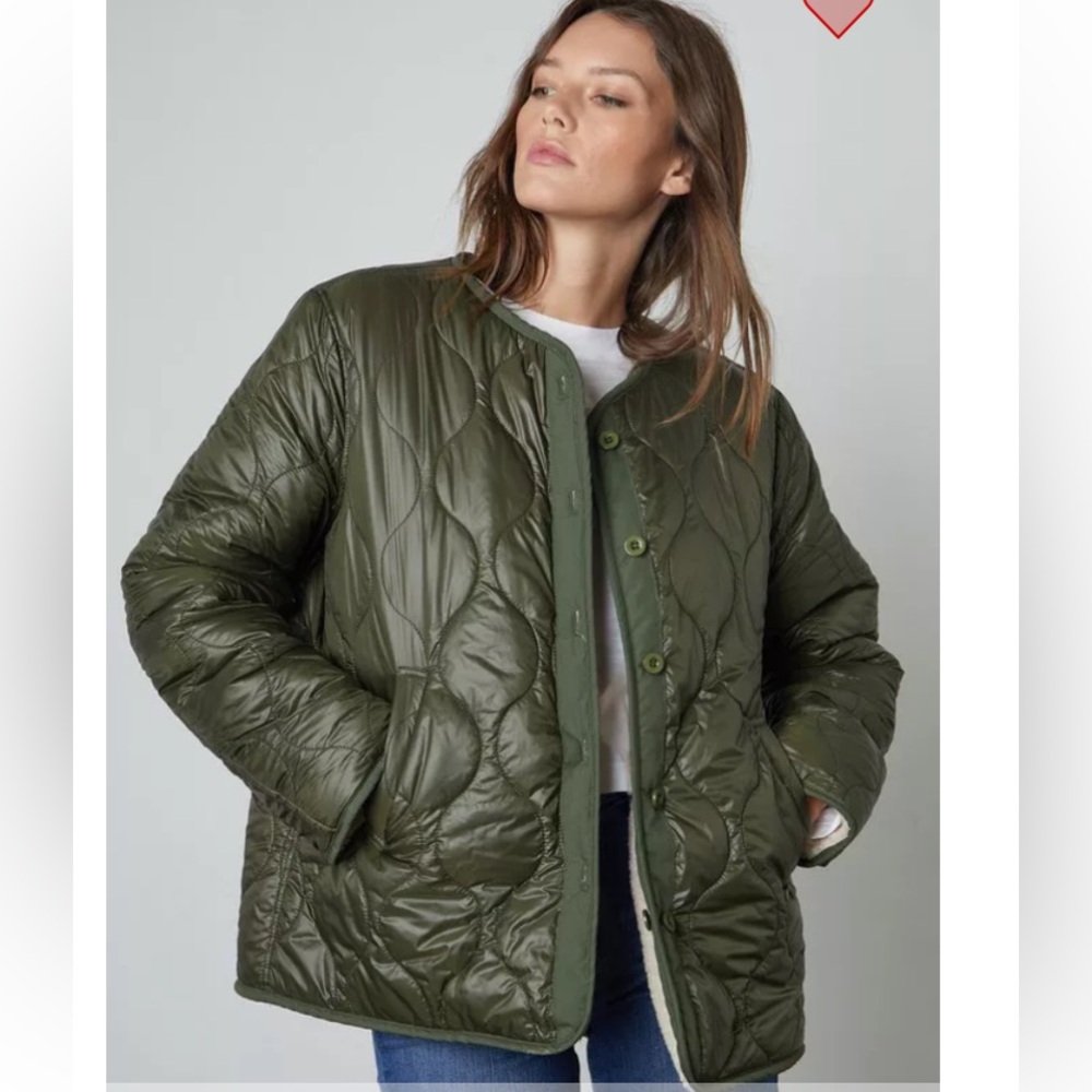 NWT Velvet by Graham and Spencer Marissa Reversible Quilted Jacket Nylon Sherpa